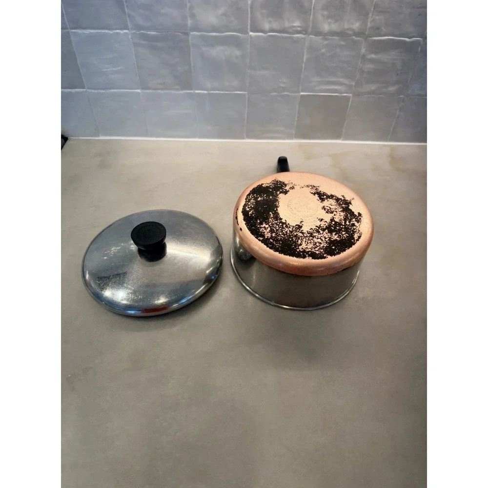 Revere Ware 1801 2 Qt Quart Copper Bottom Pre 1968 VTG Sauce Pan w/ Lid Vintage